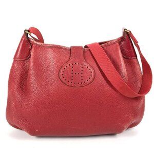 HERMES vintage Rodeo Doe Bag Crossbody Pochette Shoulder Bag Leather Red